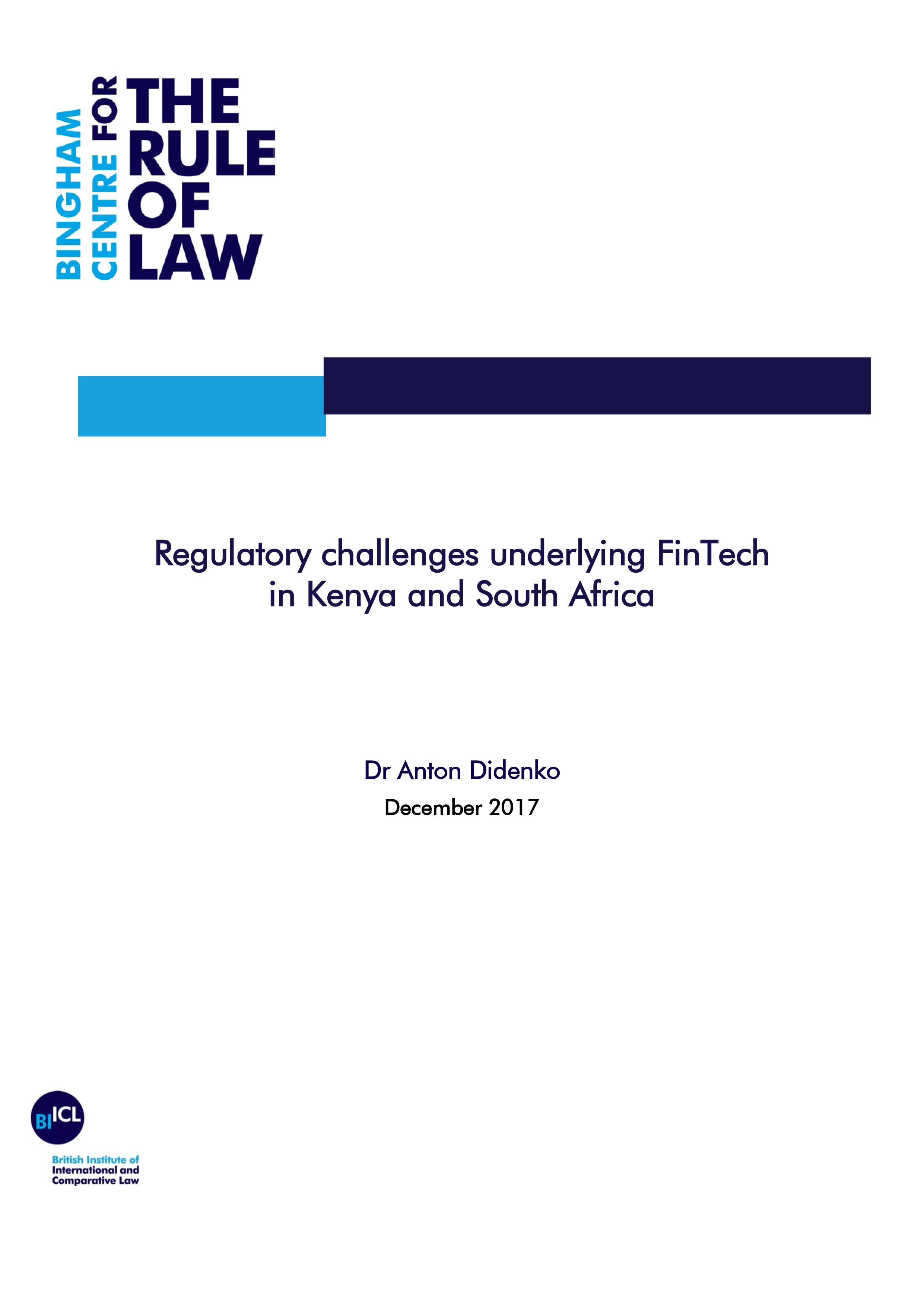 Regulatory Challenges underlying Fintech in Kenya and South Africa