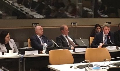 Murray Hunt addressing yesterday's side-event at the UN General Assembly
